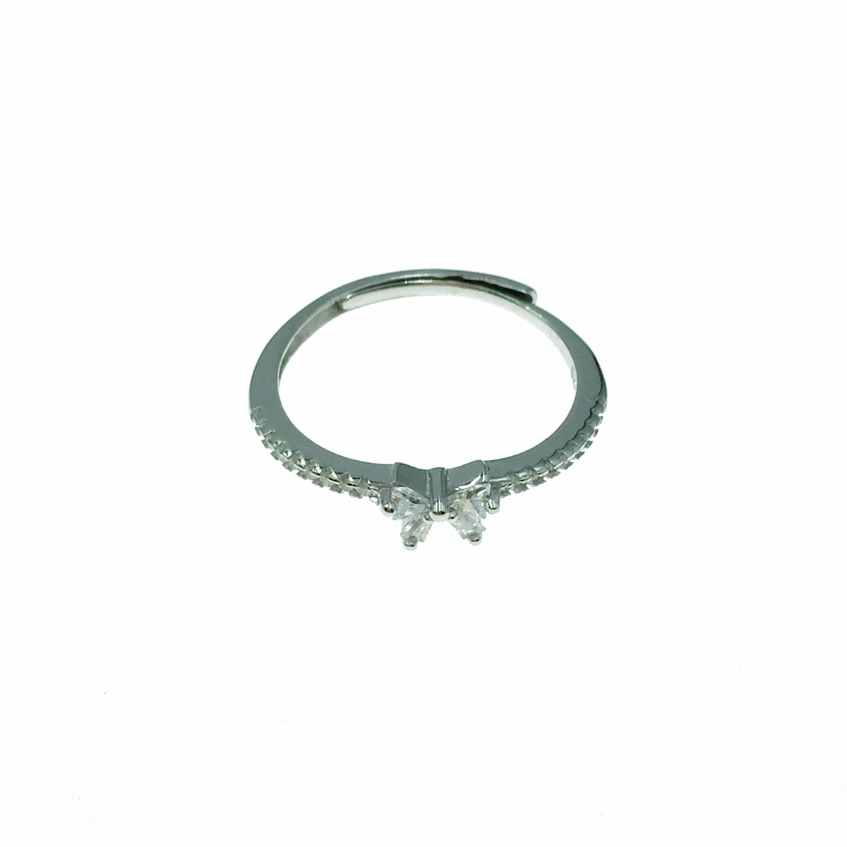 韓國 925純銀 蝴蝶結 水鑽 可調式 戒指