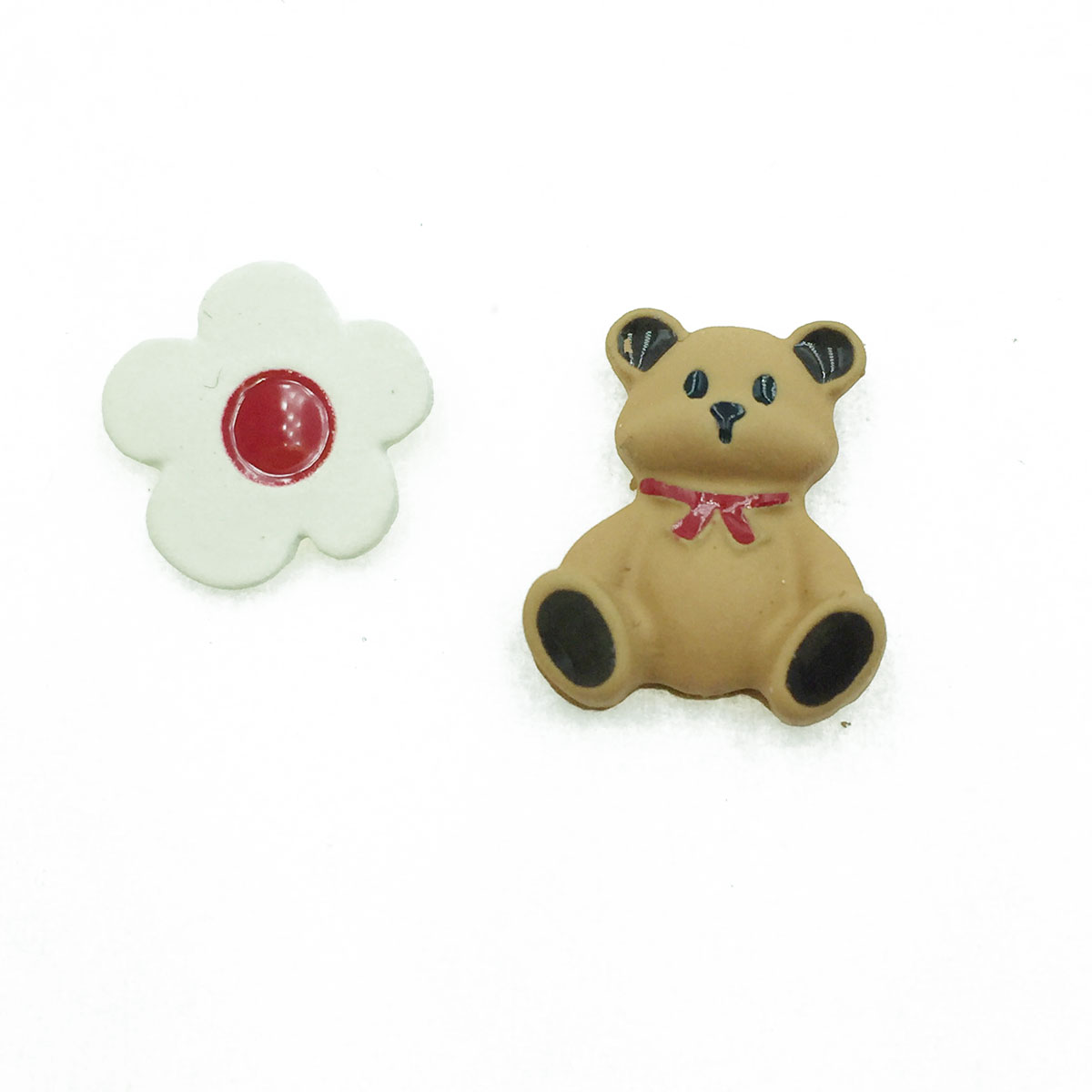 韓國 925純銀 小熊 小花 可愛 趣味 耳針式耳環