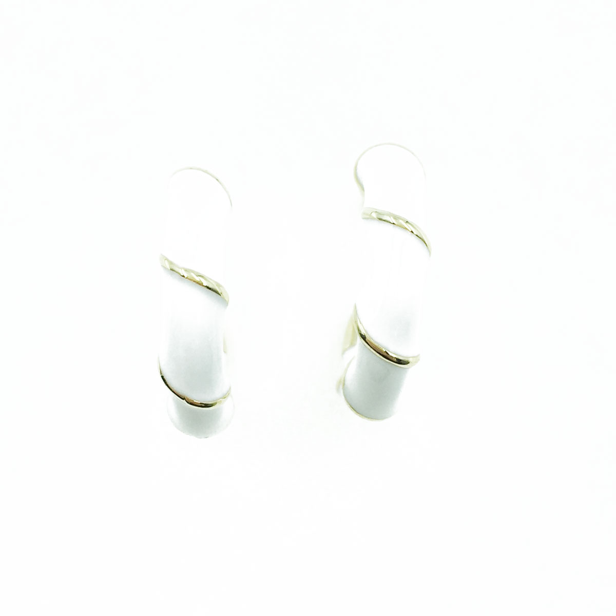 韓國 925純銀 白圈 金線 氣質 耳針式耳環