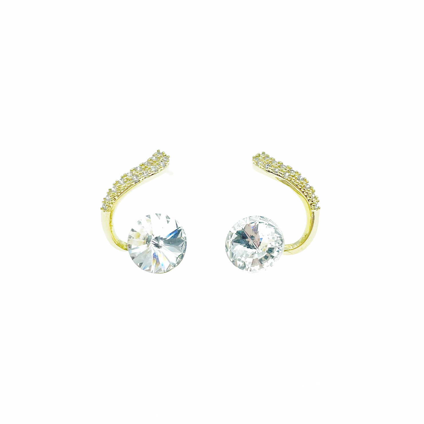 韓國 925純銀 水鑽 金屬 耳針式耳環