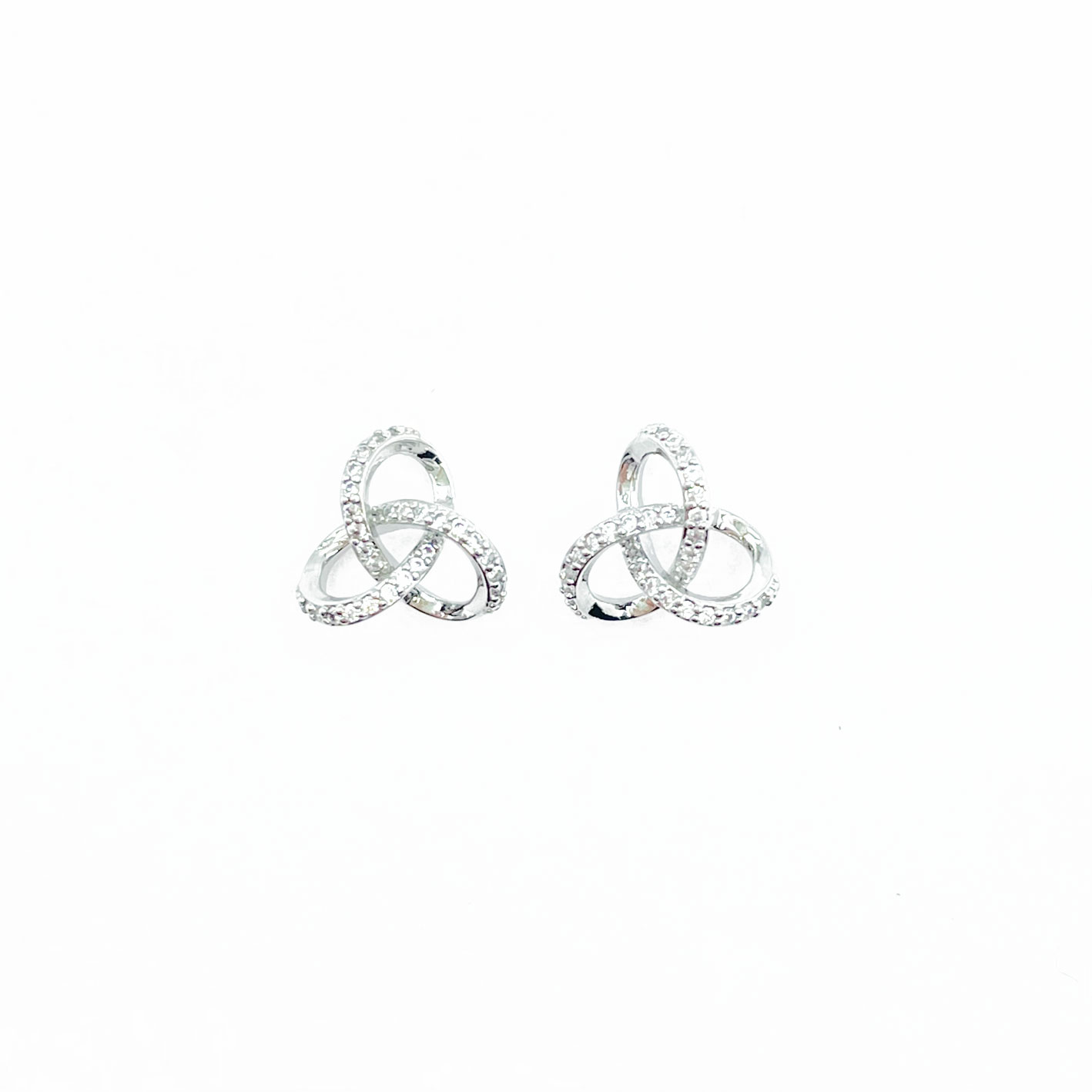 韓國 925純銀 水鑽 線條 繞結 造型 耳針式耳環