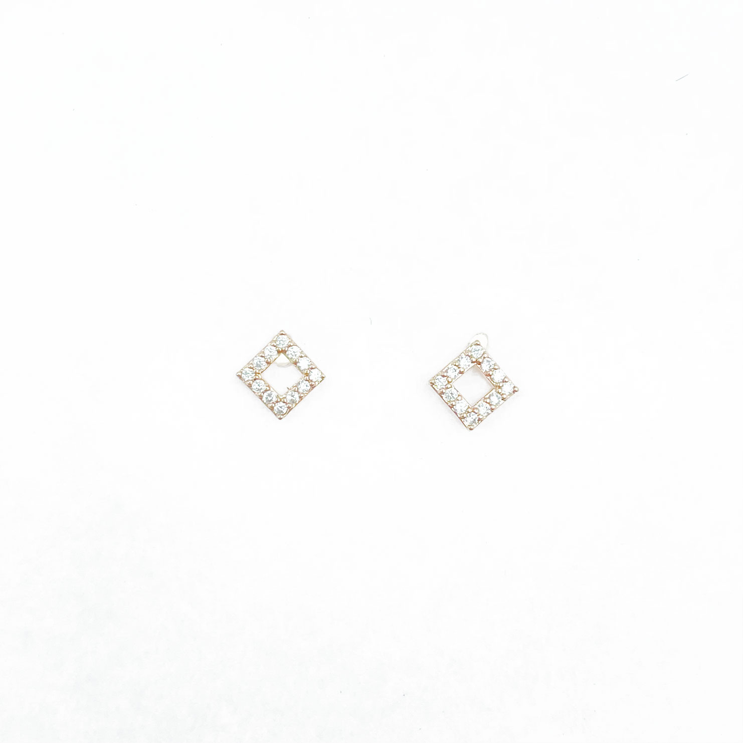 韓國 925純銀 水鑽 方形 氣質 耳針式耳環
