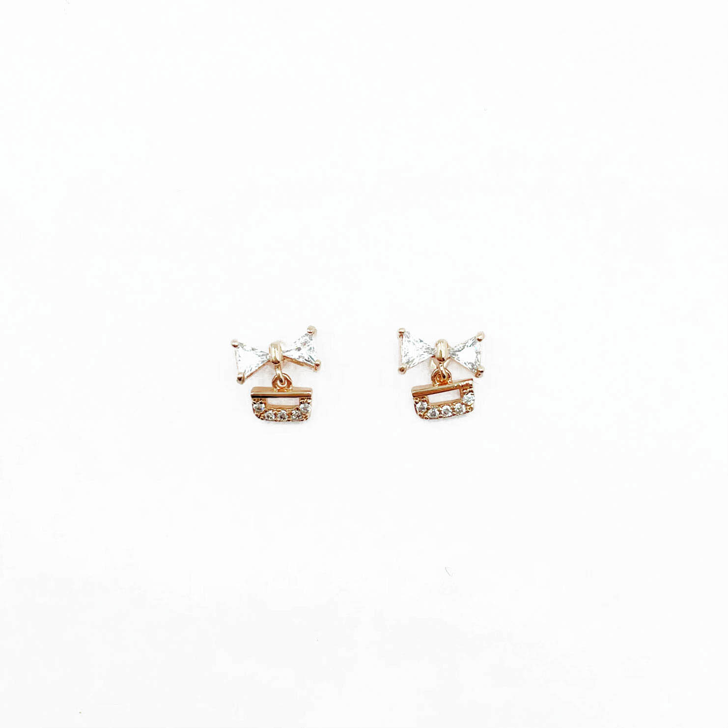 韓國 925純銀 水鑽 蝴蝶結 垂墜感 氣質 耳針式耳環