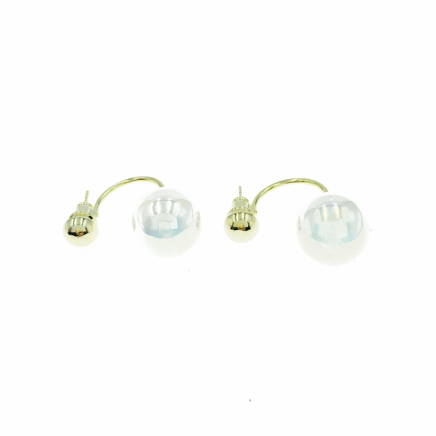韓國 925純銀 圓型 氣質 耳針式耳環