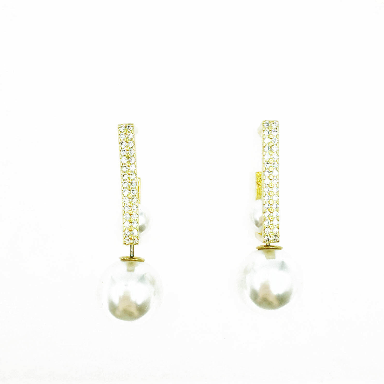 韓國 925純銀 水鑽 珍珠 華麗 耳針式耳環
