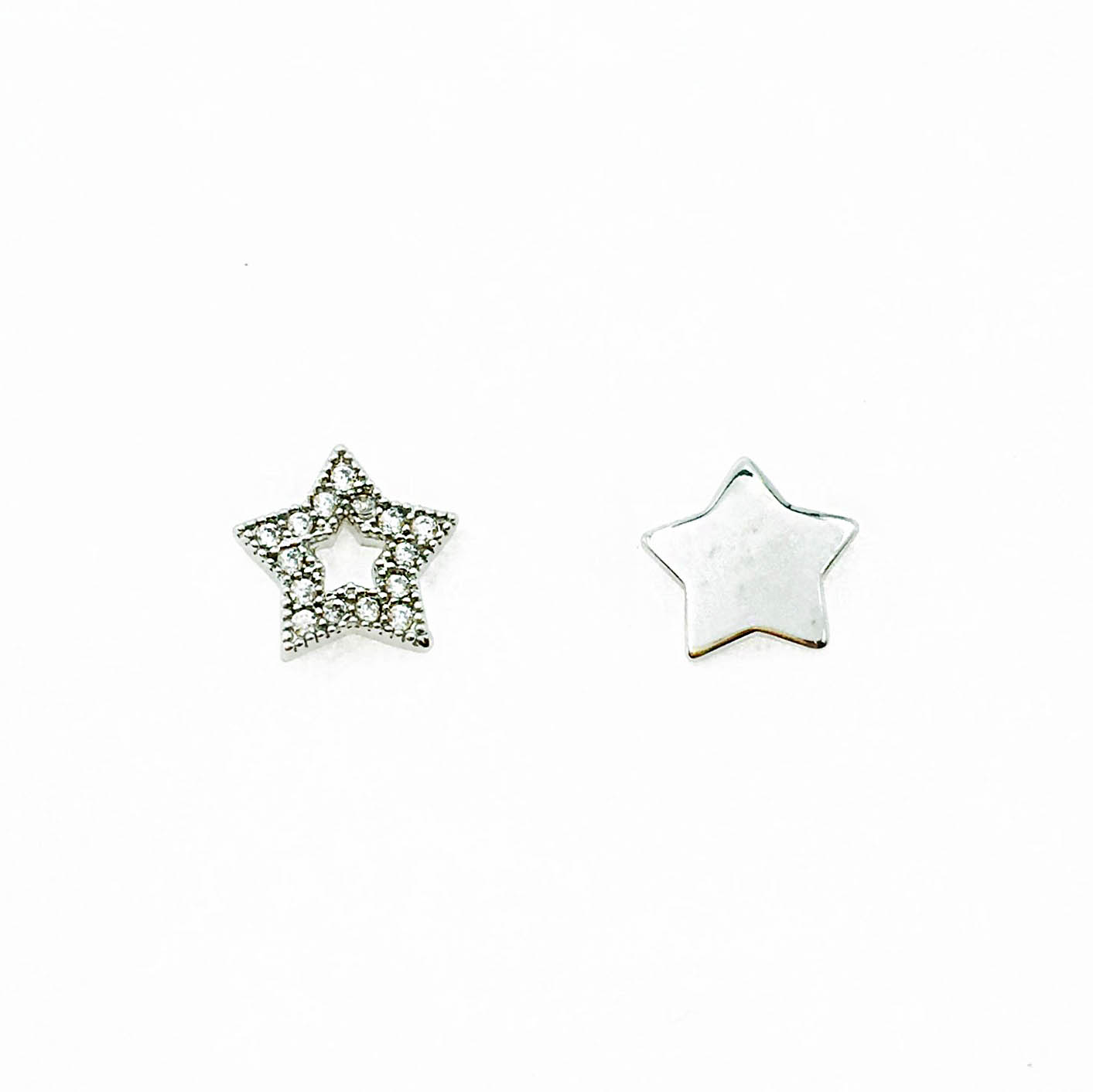 韓國 925純銀 水鑽 星星 簍空 氣質 耳針式耳環
