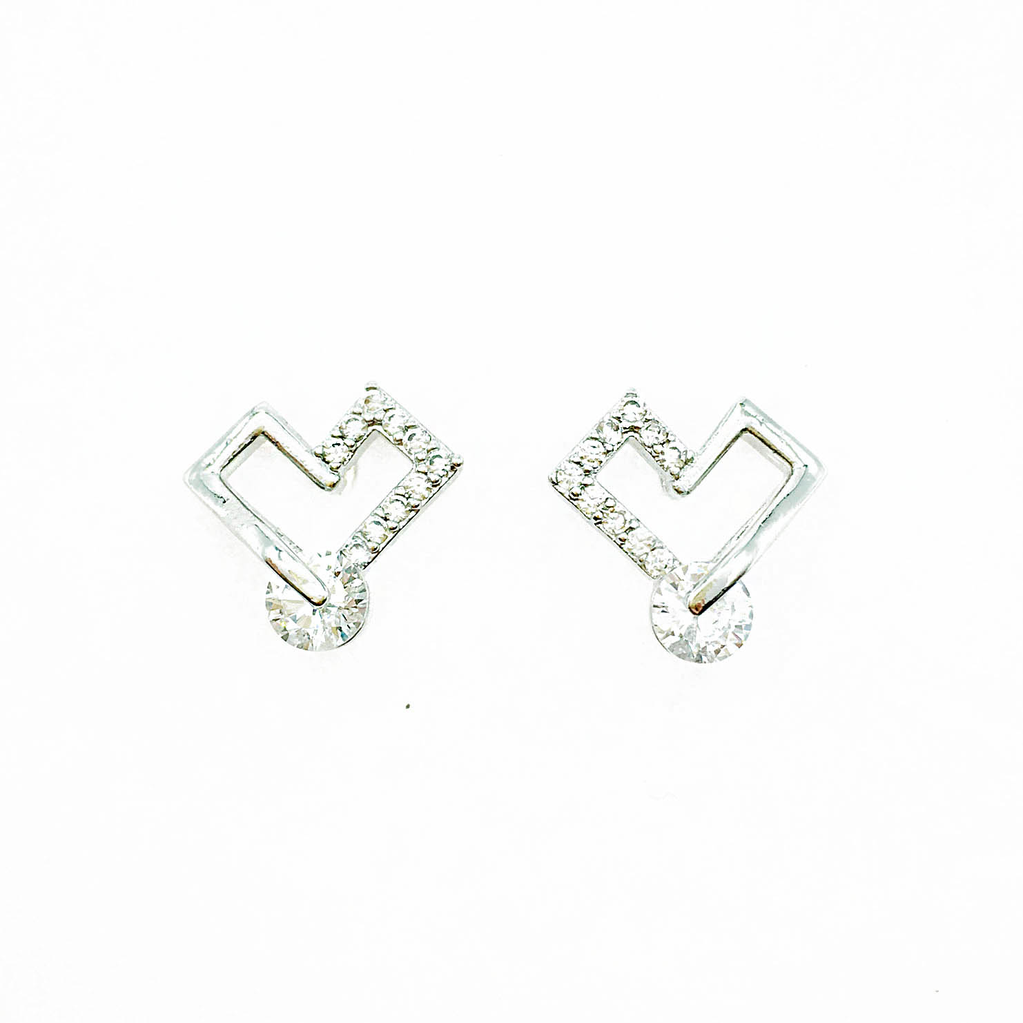 韓國 925純銀 水鑽 愛心 簍空 氣質 耳針式耳環