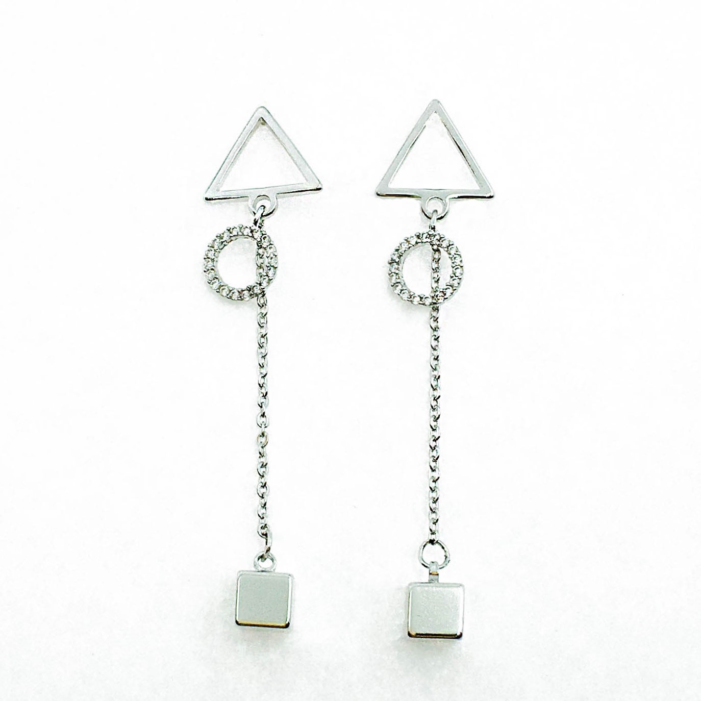 韓國 925純銀 水鑽 造型 垂墜感 耳針式耳環