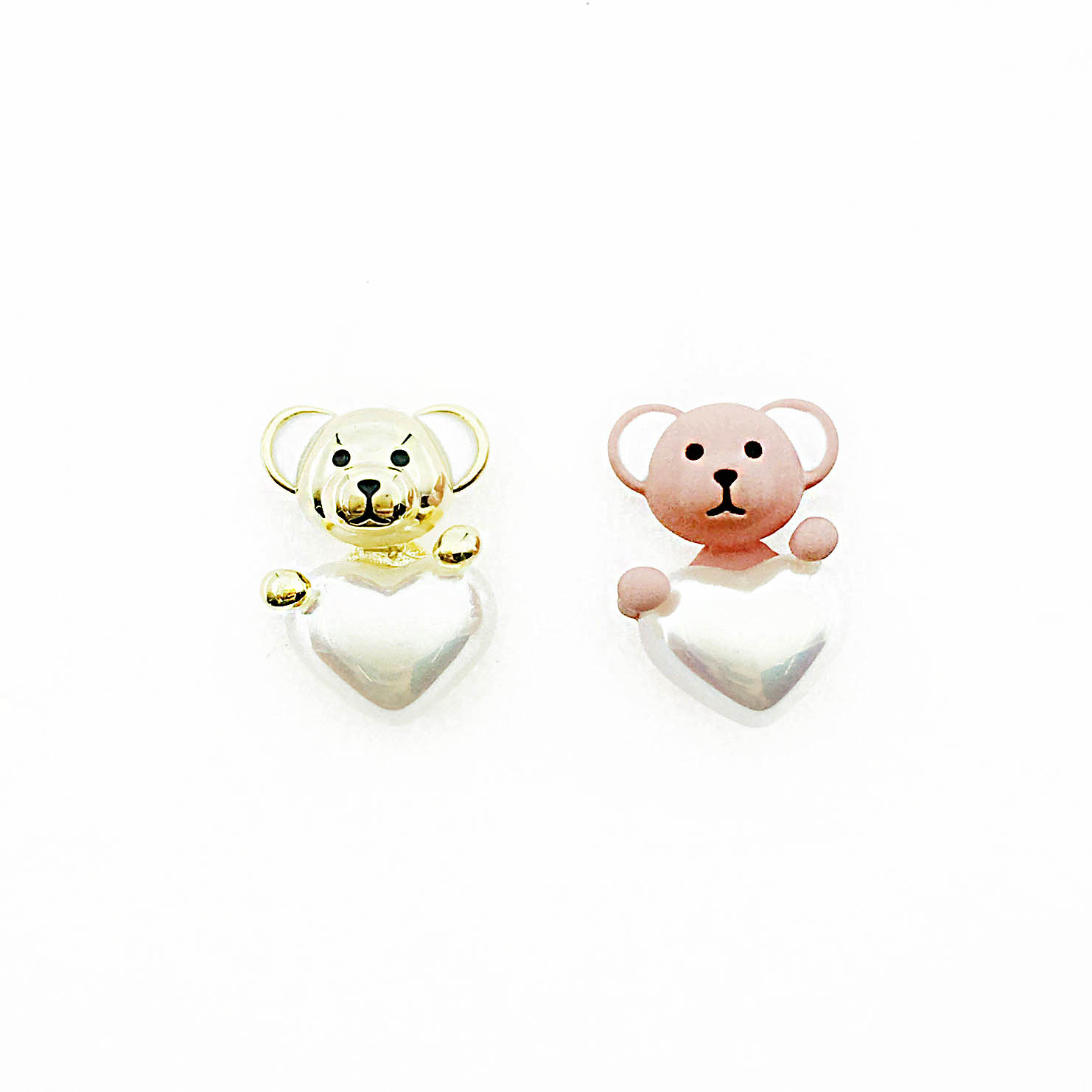 韓國 925純銀 小熊 愛心 趣味 耳針式耳環