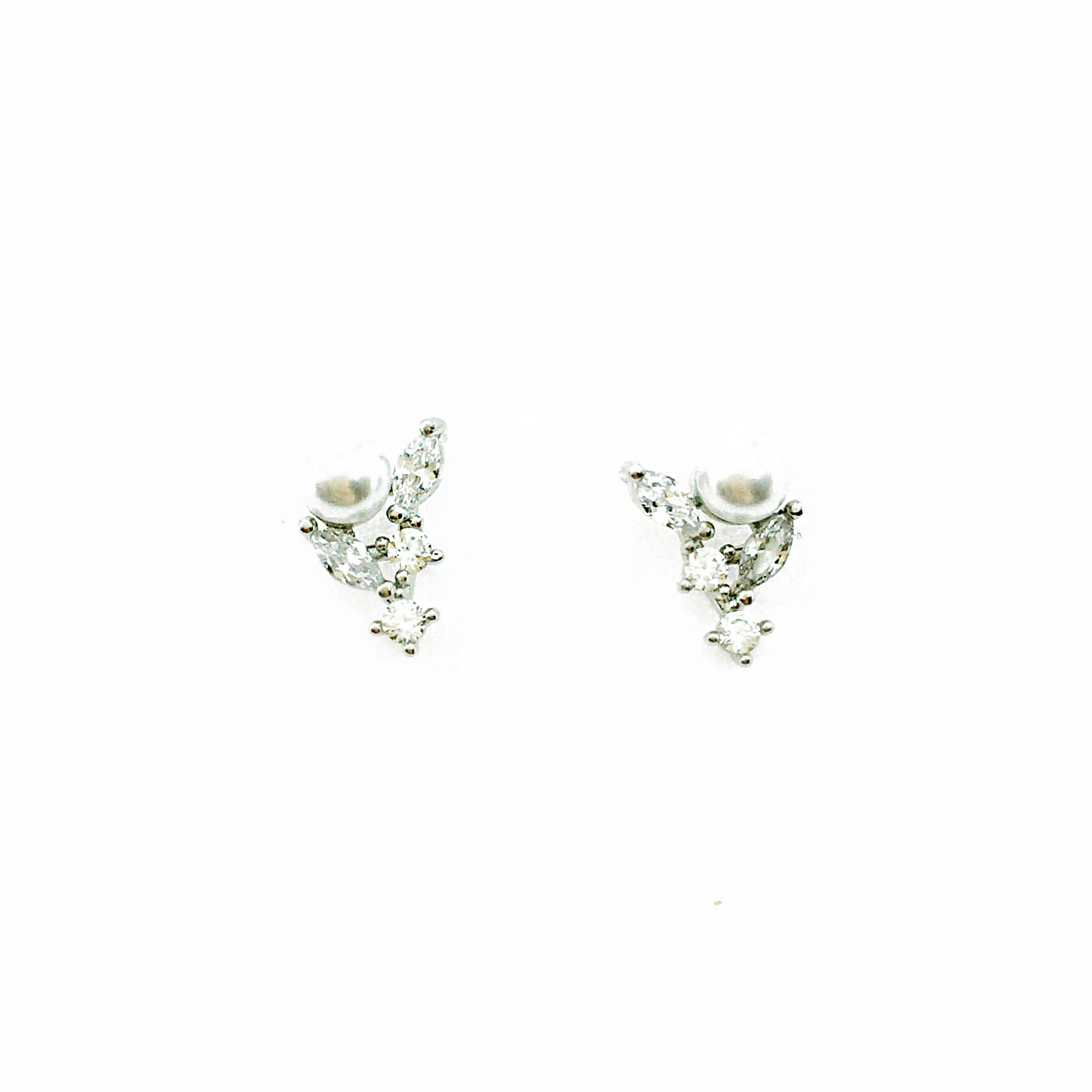 韓國 925純銀 水鑽 珍珠 精緻 耳針式耳環
