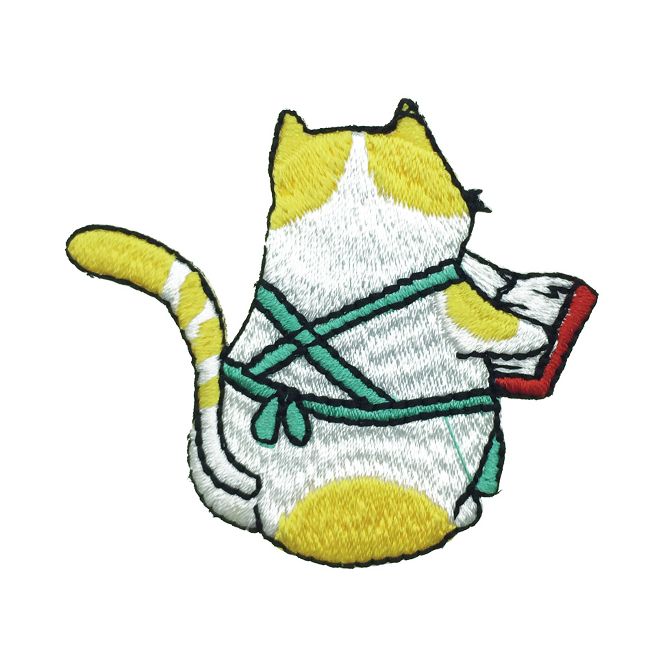 韓國 燙布 黃白貓 衣帽針 別針 