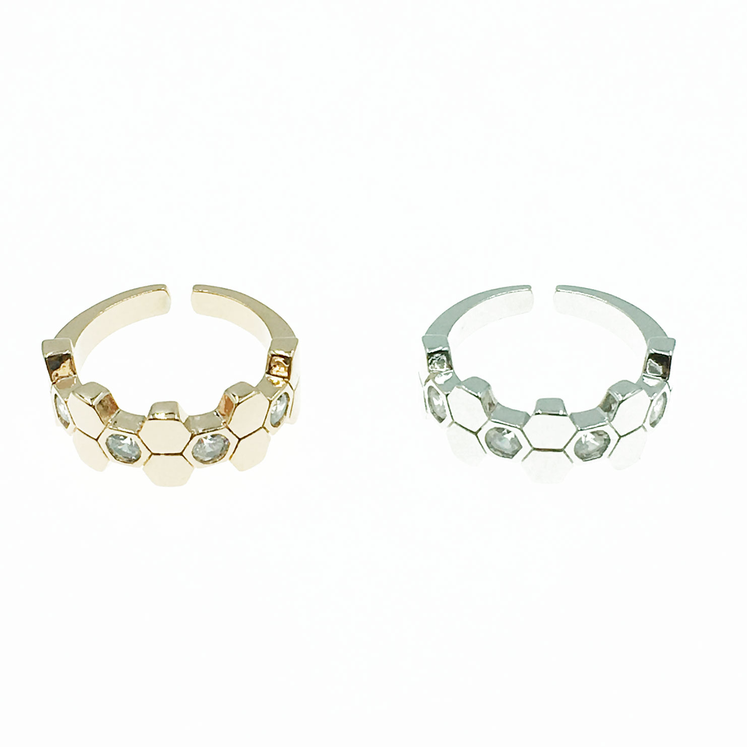 韓國 個性 水鑽 造型 雙色 可調式 戒指