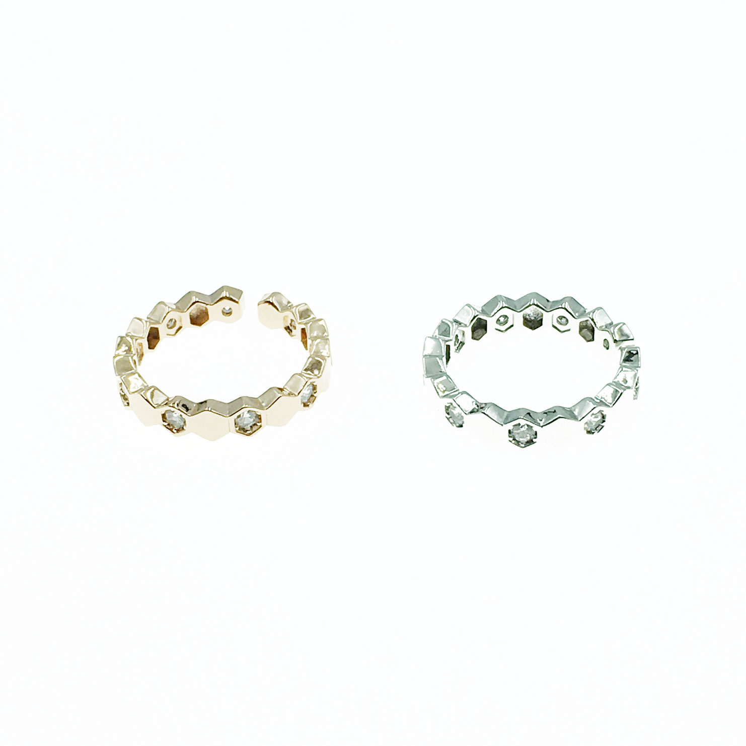 韓國 造型 水鑽 雙色 可調式 戒指