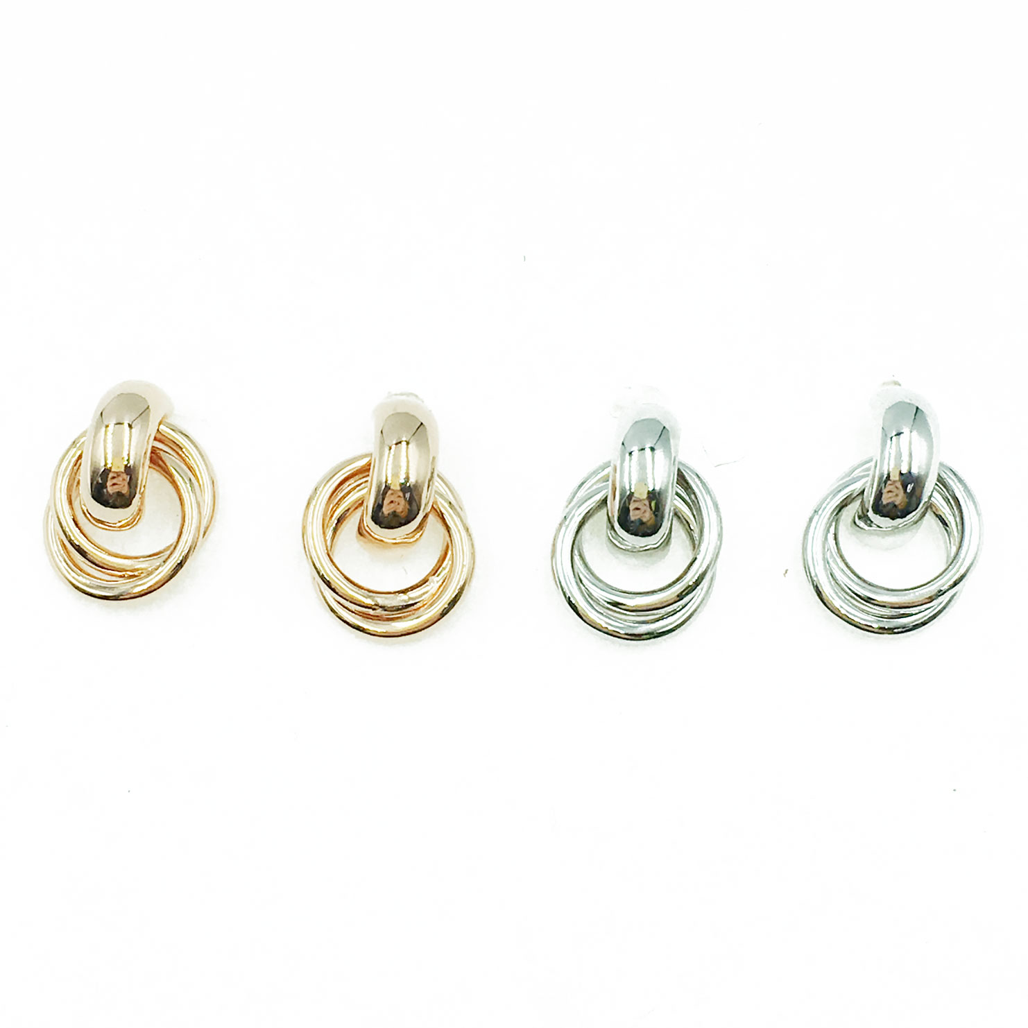 韓國 925純銀 韓風 個性 造型 雙色 耳針式耳環