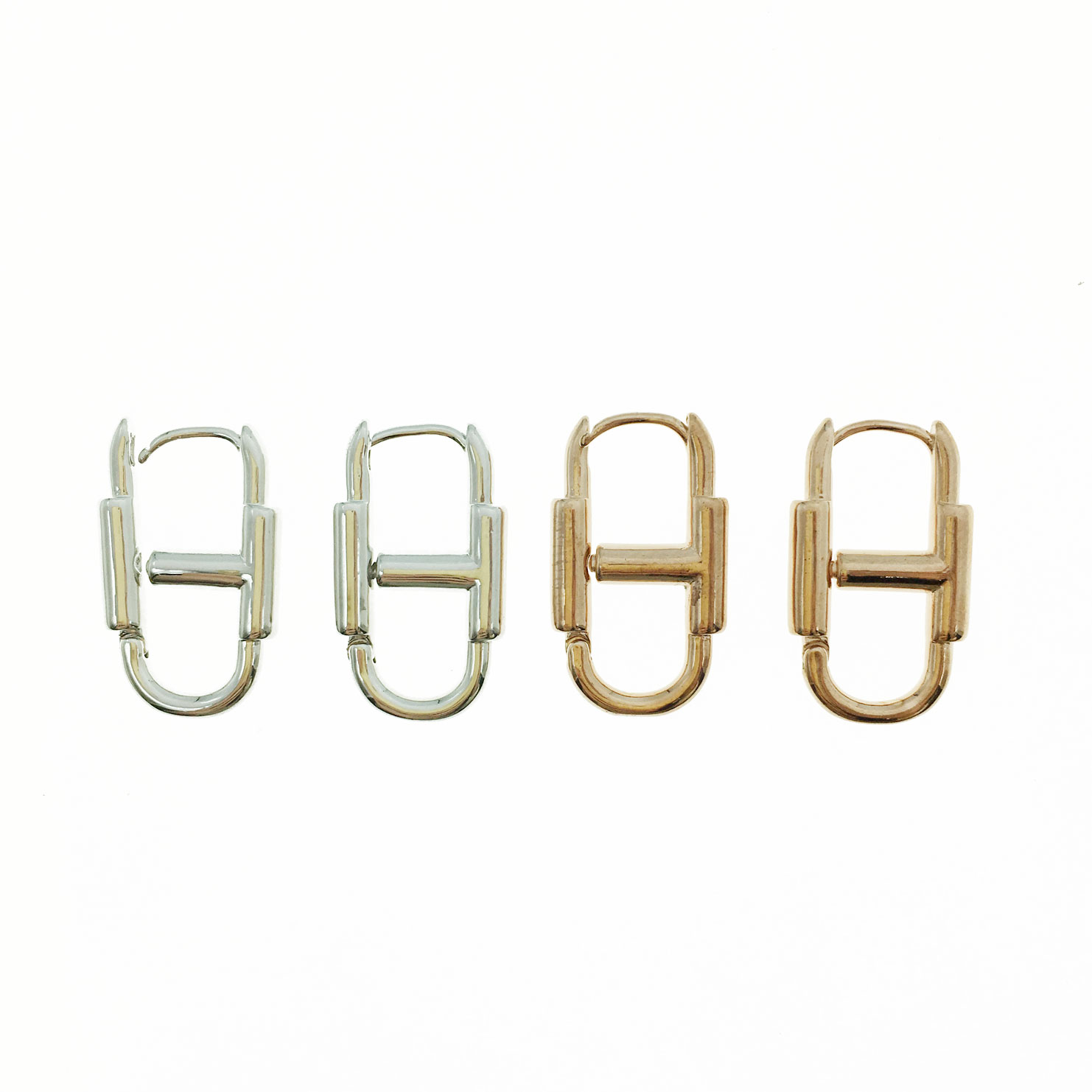 韓國 925純銀 造型 雙色 明星款飾品 耳針式耳環