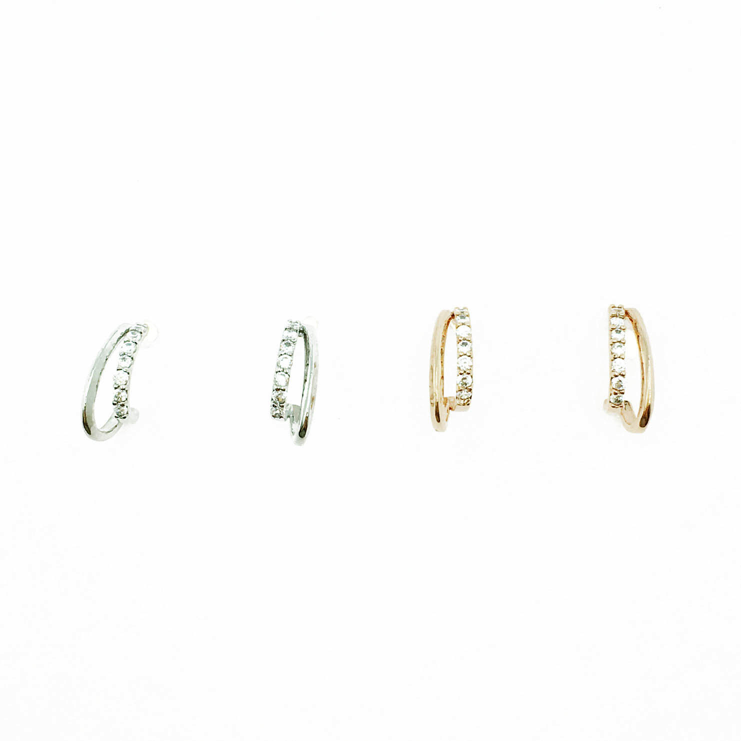 韓國 925純銀 水鑽 線條 雙色 明星款飾品 耳針式耳環
