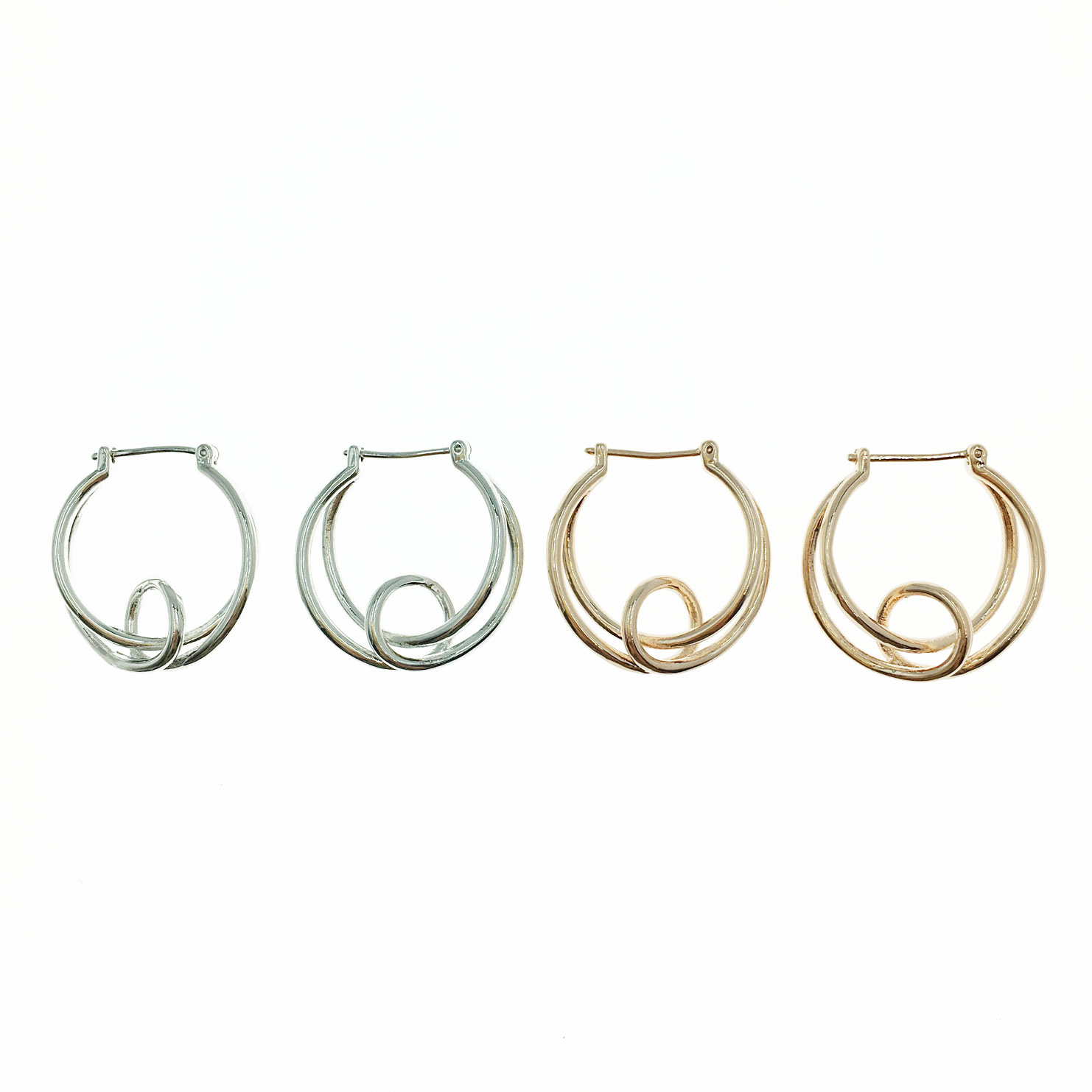 韓國 925純銀 圓圈 造型 雙色 明星款飾品 耳針式耳環