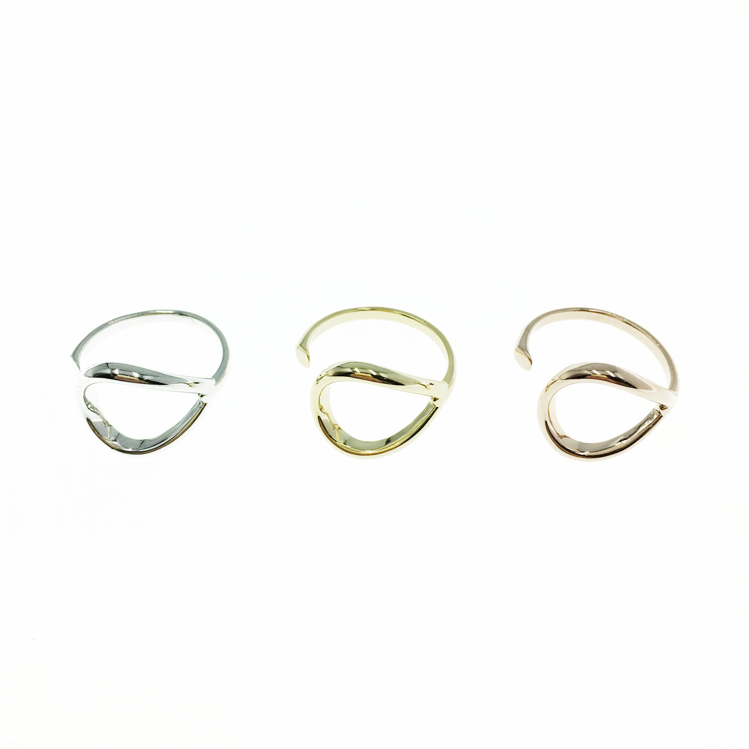 韓國 金屬 簡約 三色 明星款飾品 可調式 戒指