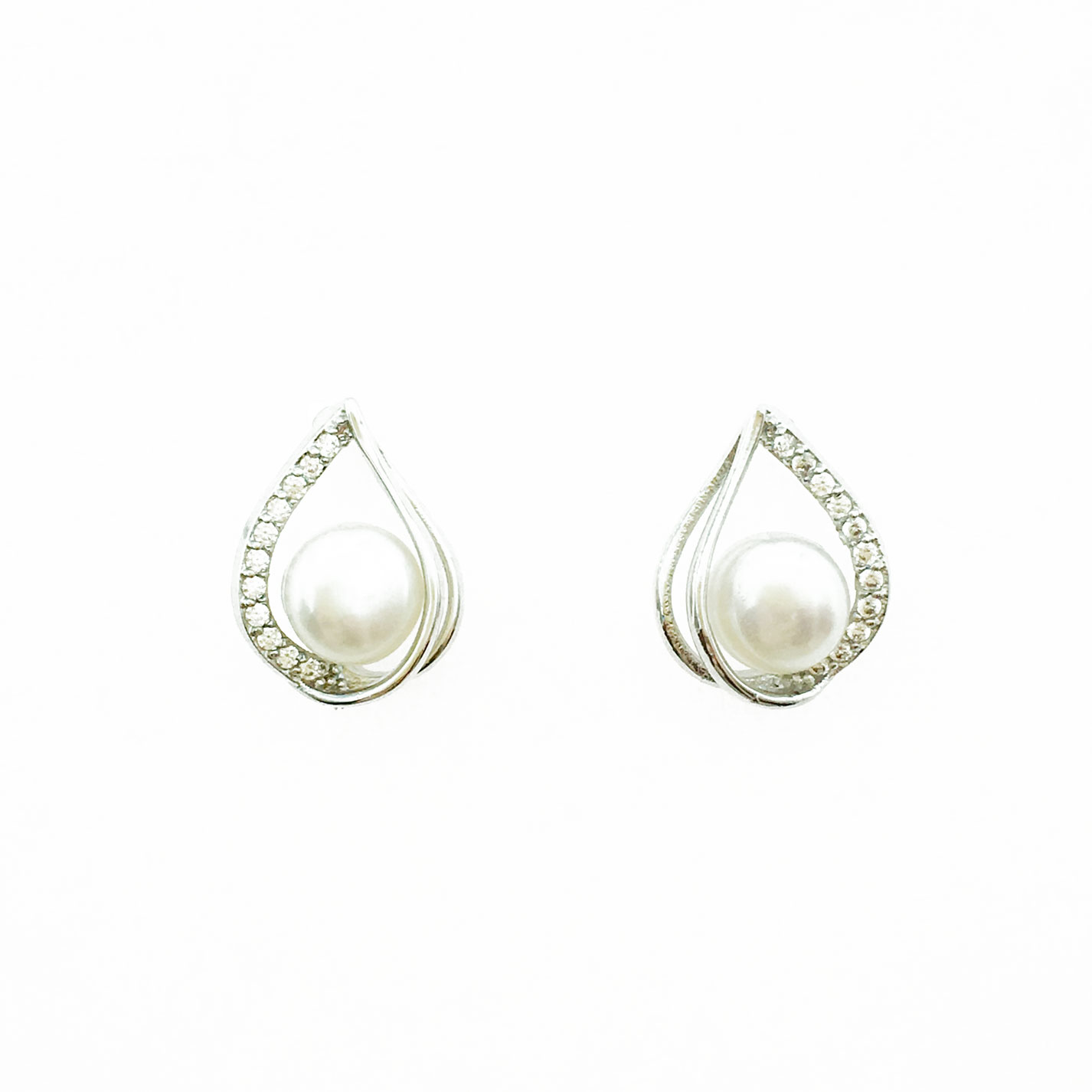 韓國 925純銀 水鑽 珍珠 耳針式耳環