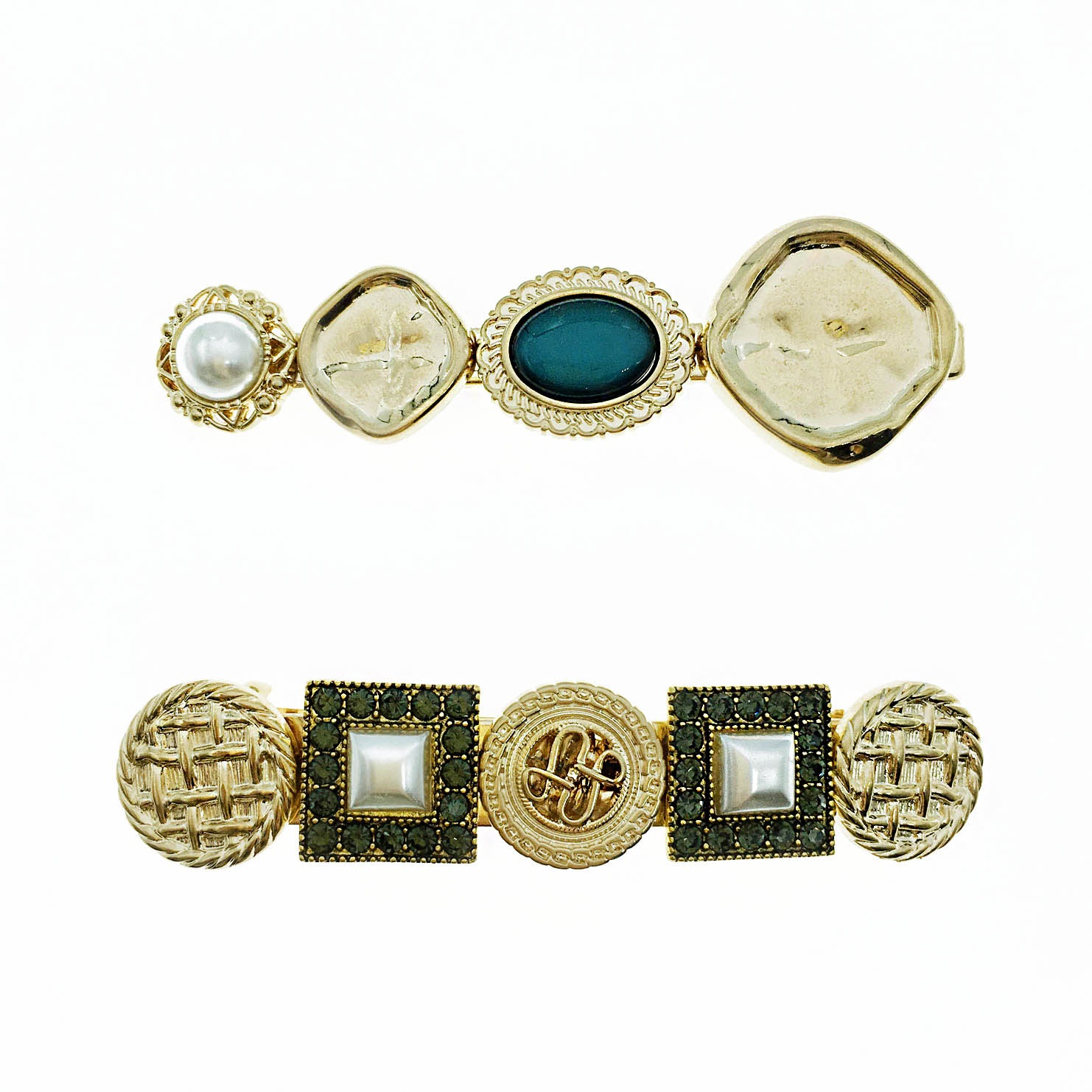 韓國 水鑽 珍珠 寶石 復古 兩款 自動夾 壓夾 髮夾 髮飾