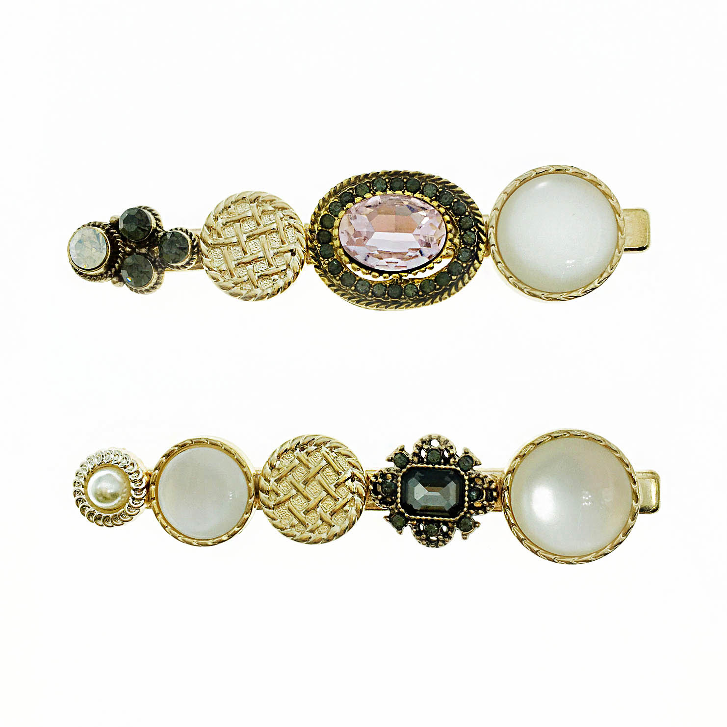 韓國 水鑽 珍珠 寶石 華麗 復古 兩款 自動夾 壓夾 髮夾 髮飾