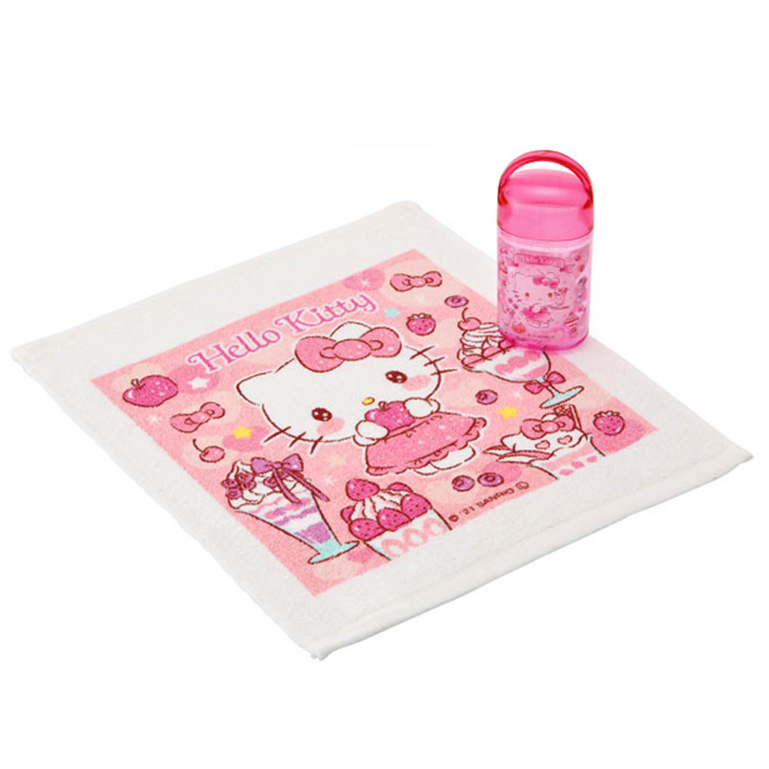 純棉方巾附罐-抗菌Ag+ SIAA 凱蒂貓 HELLO KITTY 三麗鷗 Sanrio 日本進口正版授權