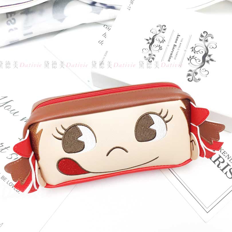 仿皮革筆袋-不二家 PEKO 三麗鷗 Sanrio 日本進口正版授權