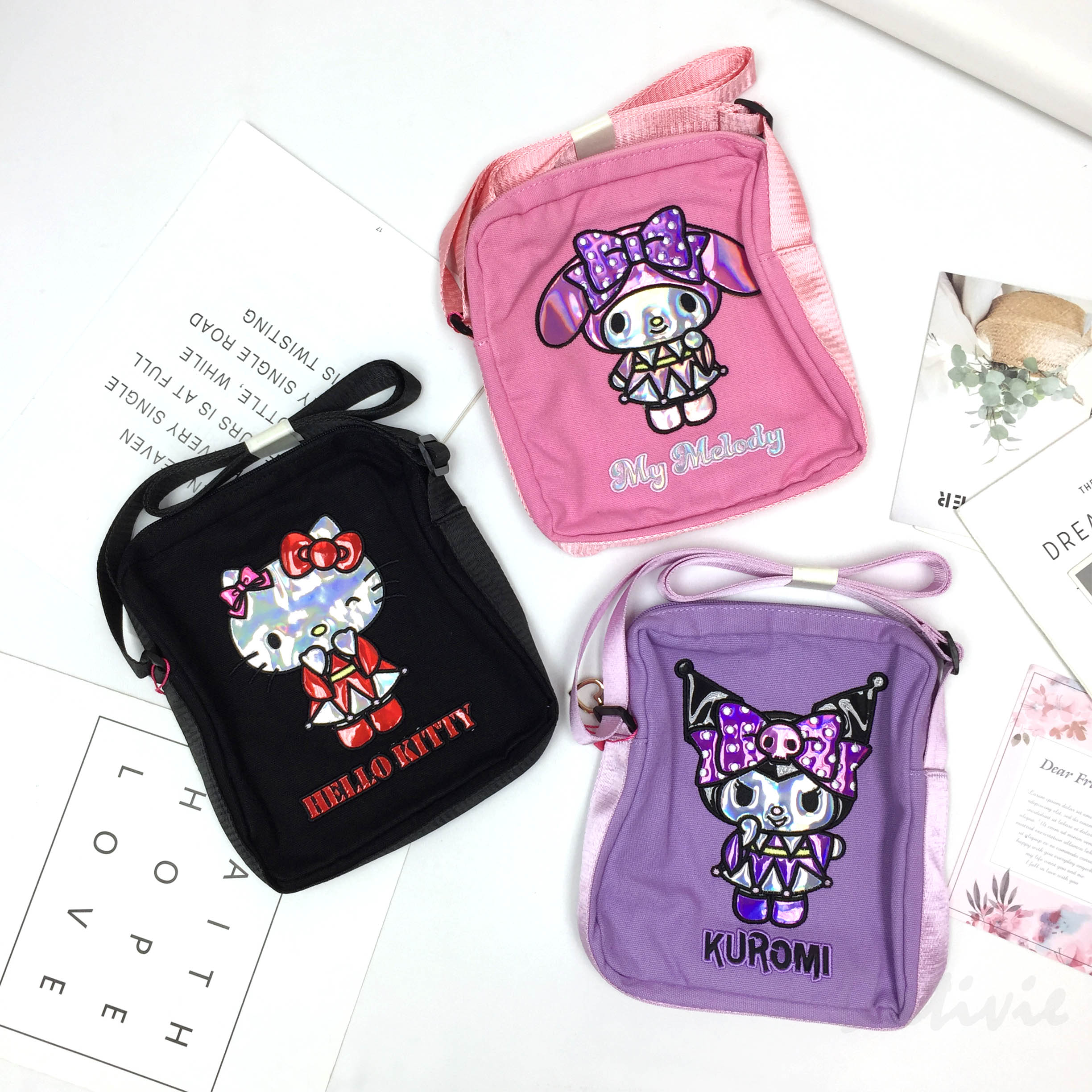 反光小側背包-凱蒂貓 HELLO KITTY 三麗鷗 Sanrio 日本進口正版授權