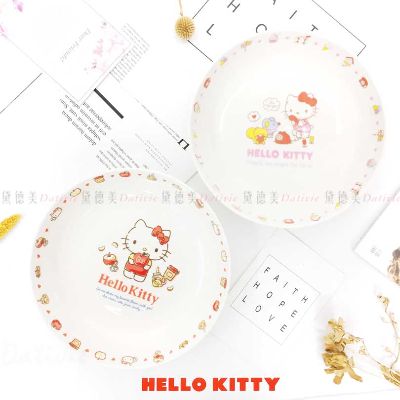 新骨瓷8吋深盤 500ml-凱蒂貓 HELLO KITTY 三麗鷗 Sanrio 正版授權