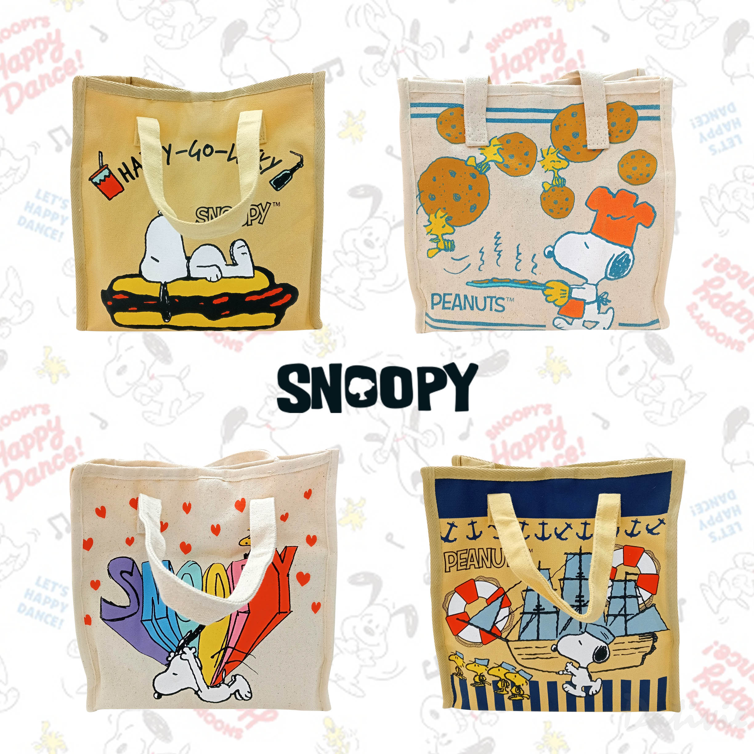 帆布餐盒提袋-史努比 SNOOPY PEANUTS 正版授權