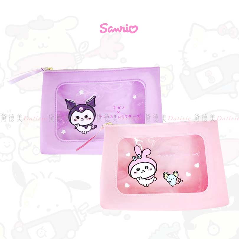 矽膠透視化妝包-美樂蒂 酷洛米 Sanrio x ナガノ聯名 三麗鷗 日本進口正版授權