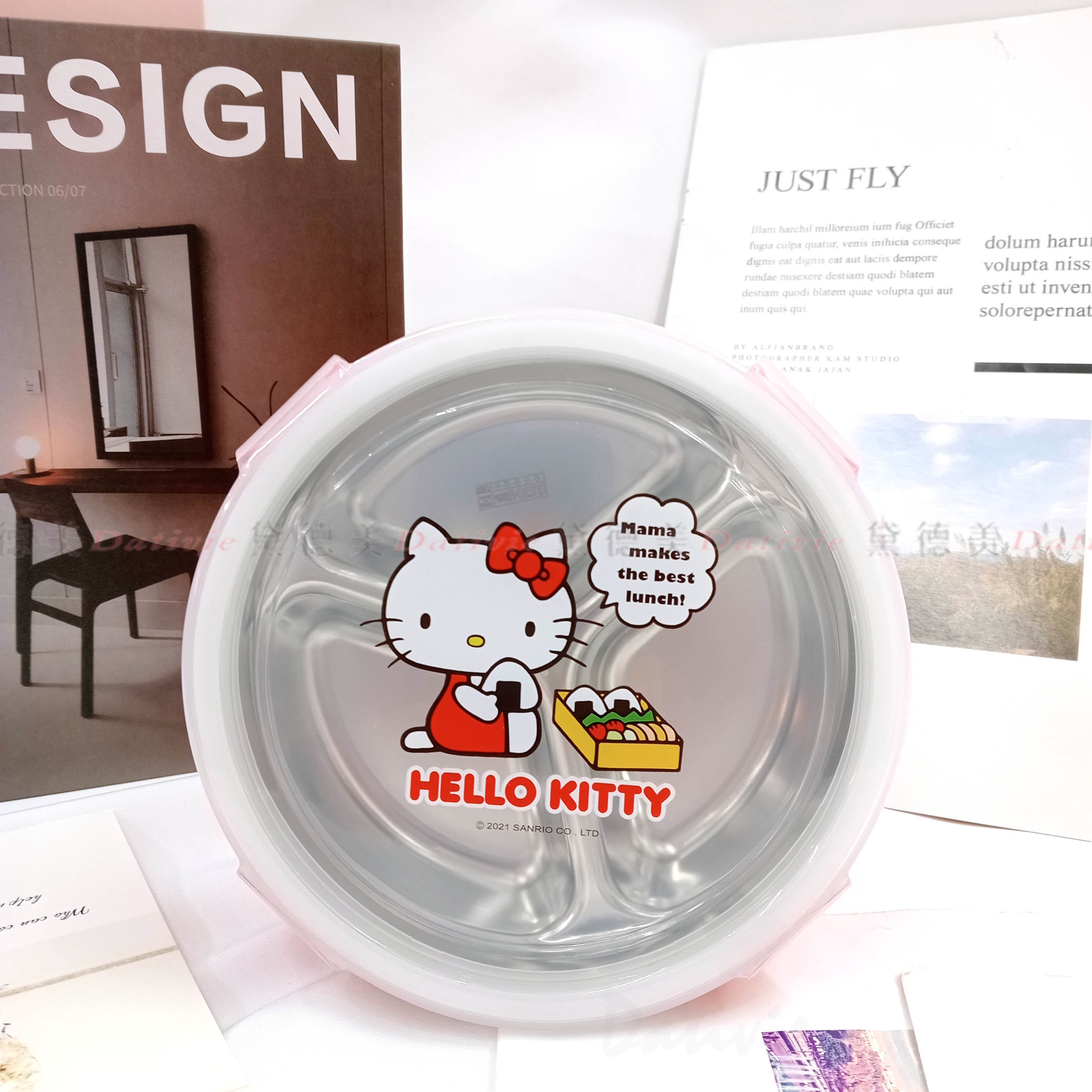 兒童不鏽鋼圓型三格便當盒 220ml-凱蒂貓 Hello Kitty 三麗鷗 Sanrio 正版授權
