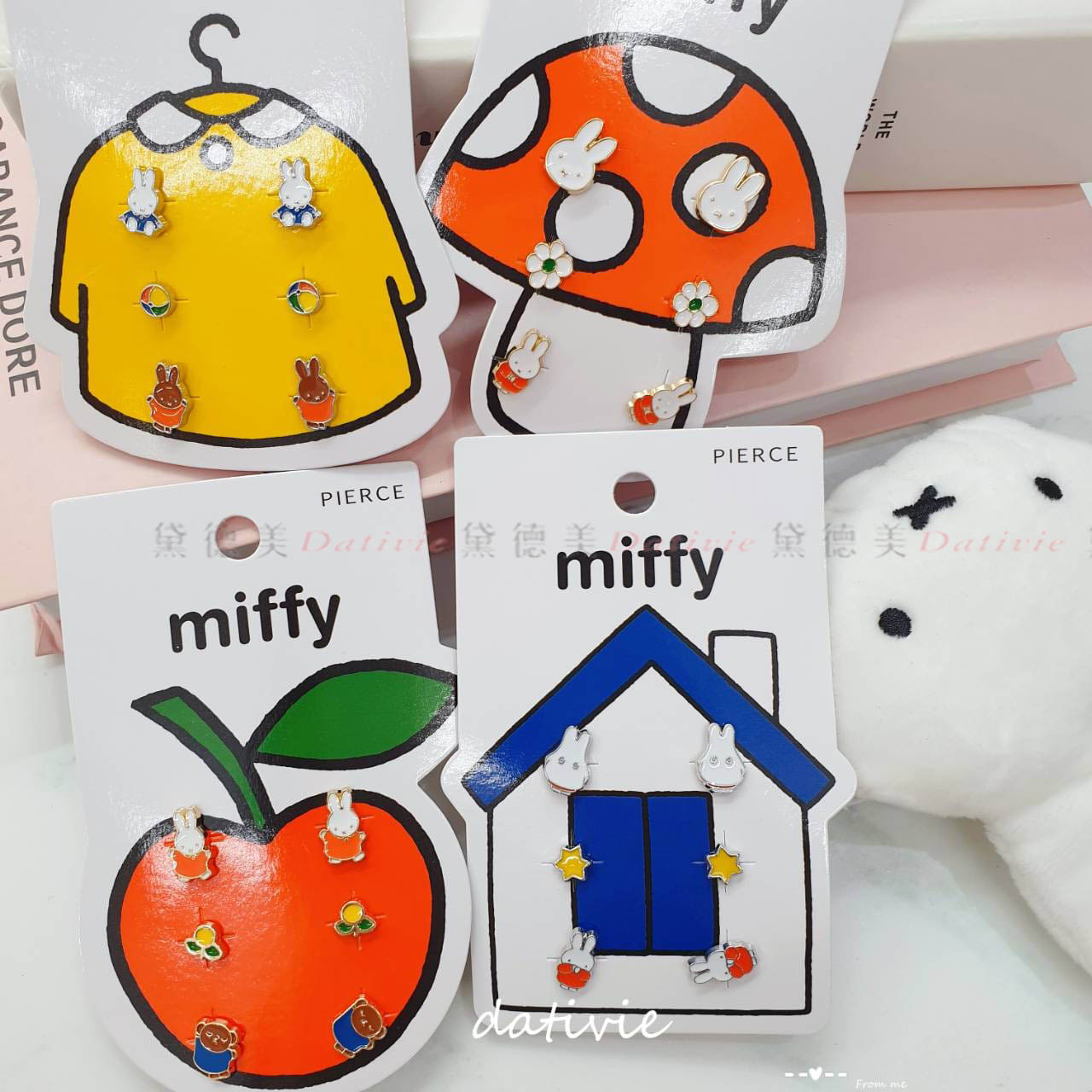 六件式不鏽鋼耳環-米菲兔 miffy 日本進口正版授權