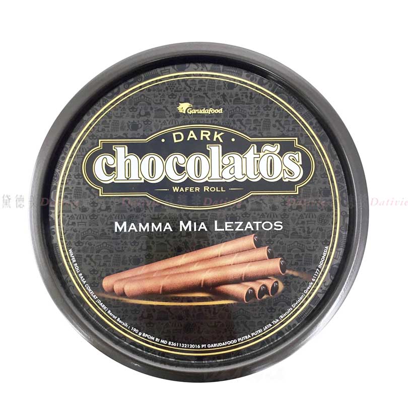 黑巧克力迷你捲心酥 190g-GERY 奶素 Dark Chocolatos wafer roll Garudafood 印尼進口製造