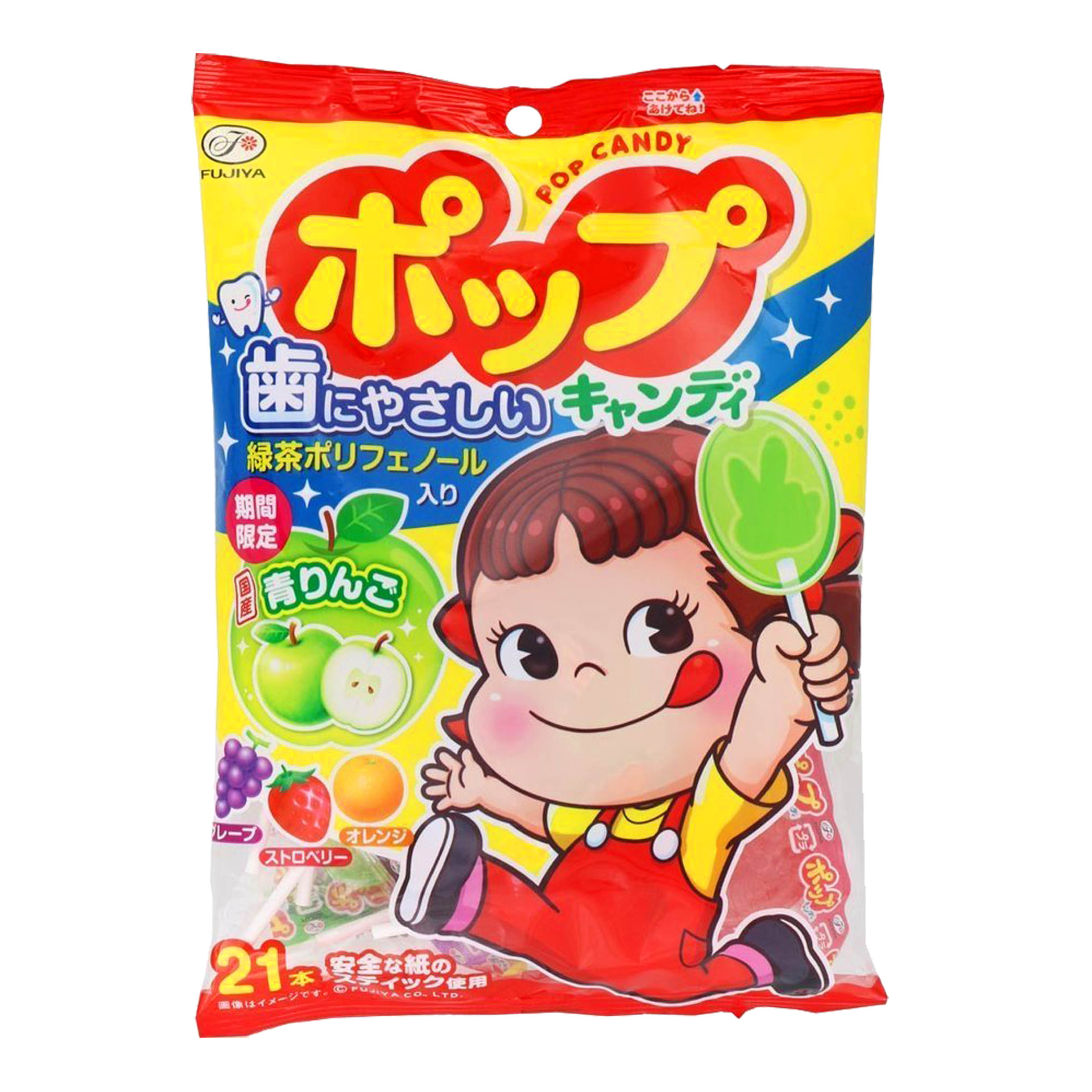POP棒棒糖 21支-草莓 葡萄 橘子 鳳梨 不二家 FUJIYA 日本進口製造