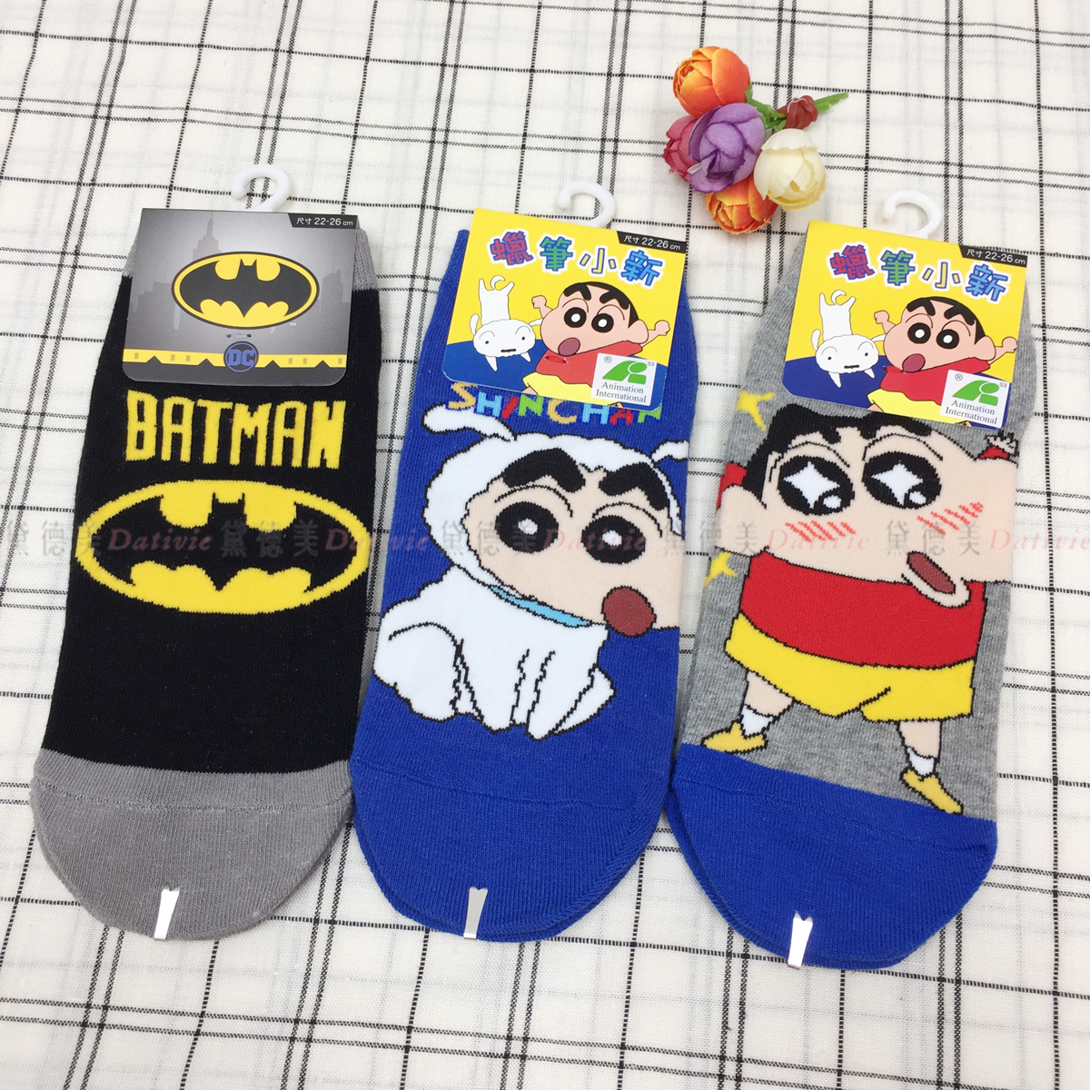 直版襪 蝙蝠俠 蠟筆小新 22~26cm 襪子 正版授權