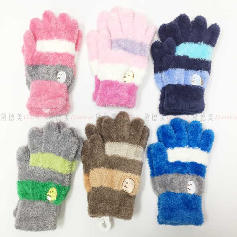 全指兒童手套 角落生物 六款 粗橫條 毛茸茸 保暖手套 台灣製造