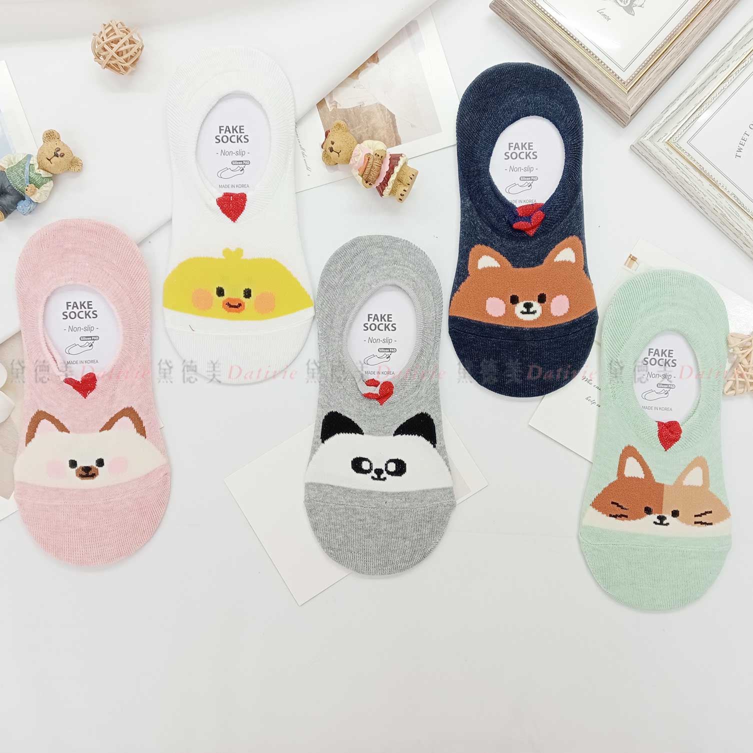 韓國襪 動物 貓咪 小鴨 熊貓 小狗 五色 踝襪 短襪
